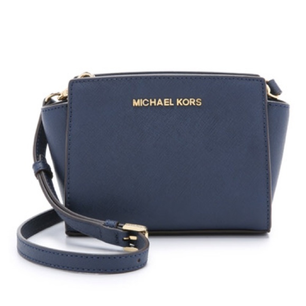 Selma Mini Saffiano Leather Crossbody Blue